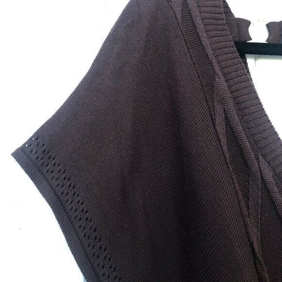 Windsor Brown Knit Sweater Top L Open Back Short Butterflies Sleeves Scoop Neck - Picture 8 of 12